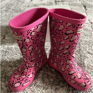 Hunter Kids Pink Leopard Rain Boots